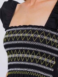 WOMEN'S SLEEVELESS SQUARE NECK SMOCK PEPLUM TANK TOP