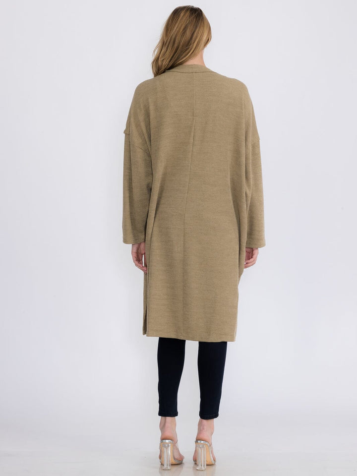 WOMEN'S LONG SLEEVE OPEN FRONT POCKETS CARDIGAN