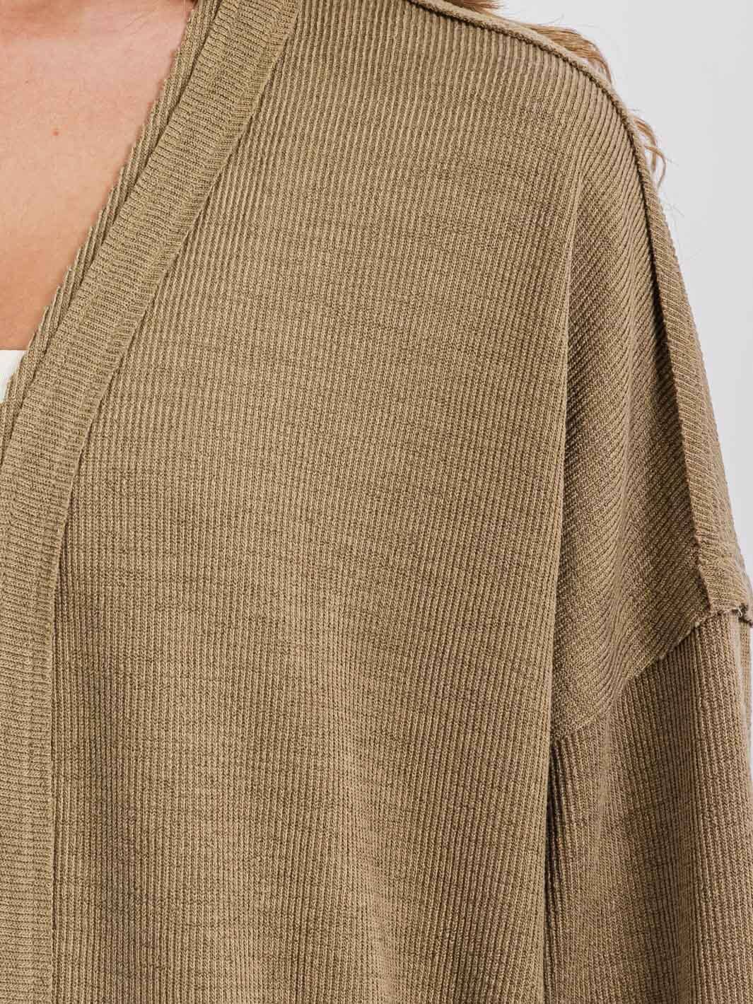 WOMEN'S LONG SLEEVE OPEN FRONT POCKETS CARDIGAN