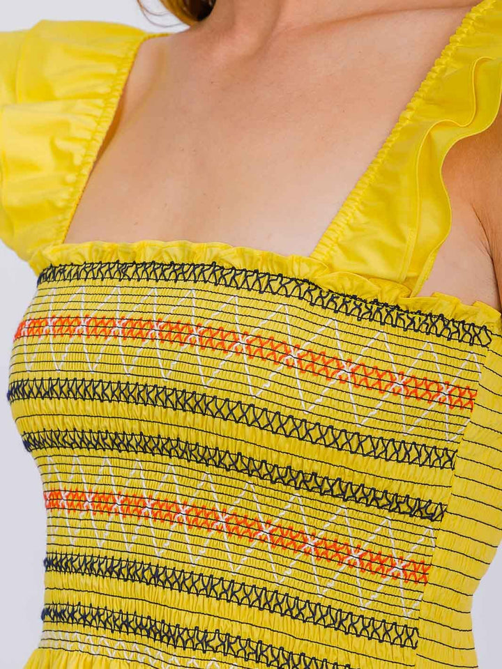 WOMEN'S SLEEVELESS SQUARE NECK SMOCK PEPLUM TANK TOP