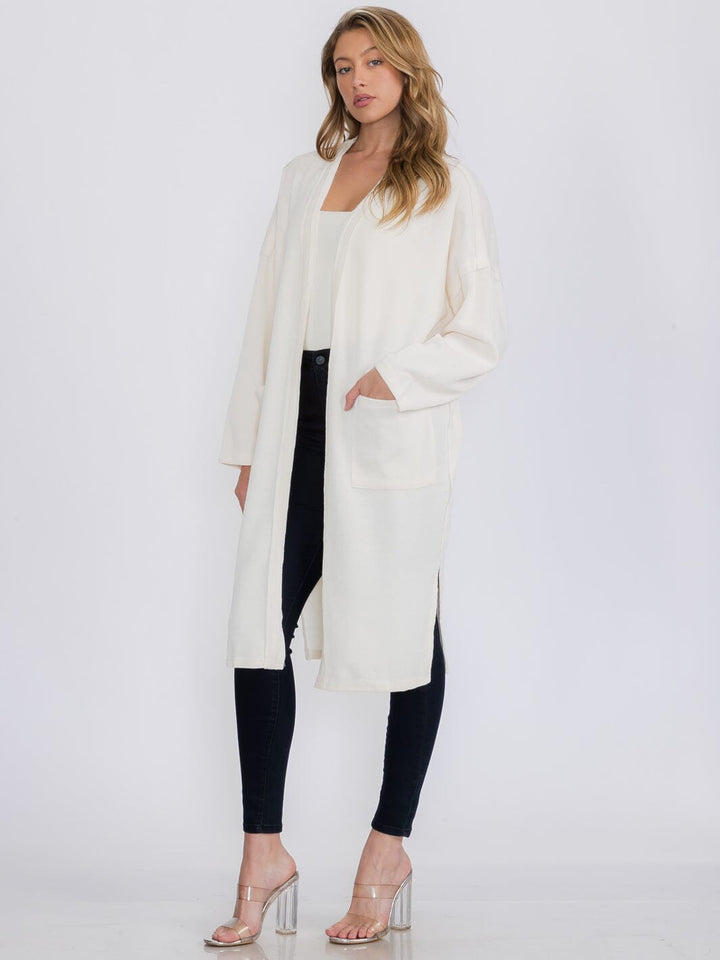 WOMEN'S LONG SLEEVE OPEN FRONT POCKETS CARDIGAN