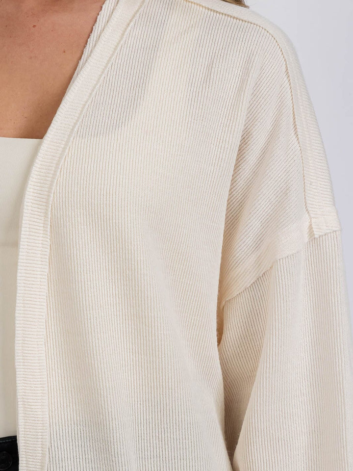 WOMEN'S LONG SLEEVE OPEN FRONT POCKETS CARDIGAN