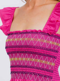 WOMEN'S SLEEVELESS SQUARE NECK SMOCK PEPLUM TANK TOP