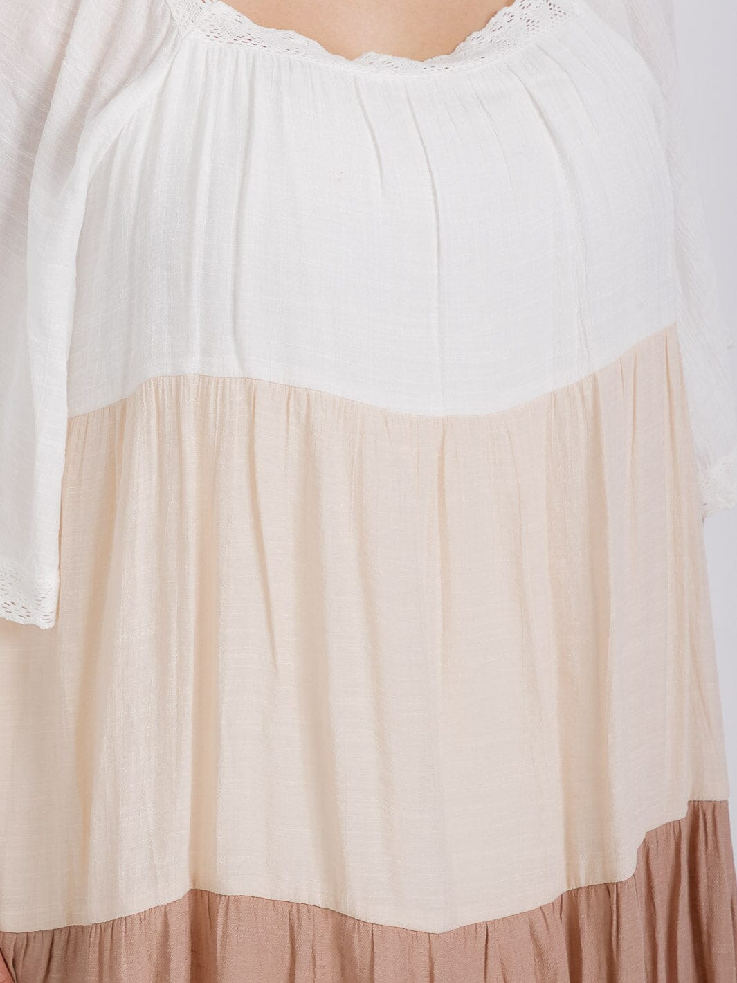 PLUS SIZE SHORT SLEEVE SQUARE NECK TIERED COLORBLOCK TUNIC MINI DRESS