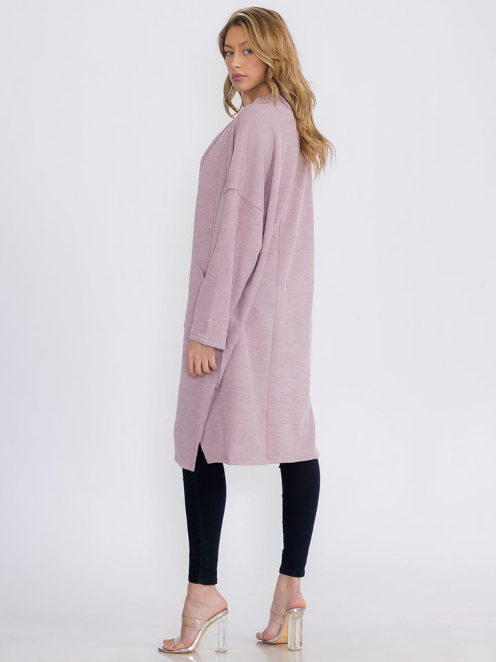 WOMEN'S LONG SLEEVE OPEN FRONT POCKETS CARDIGAN