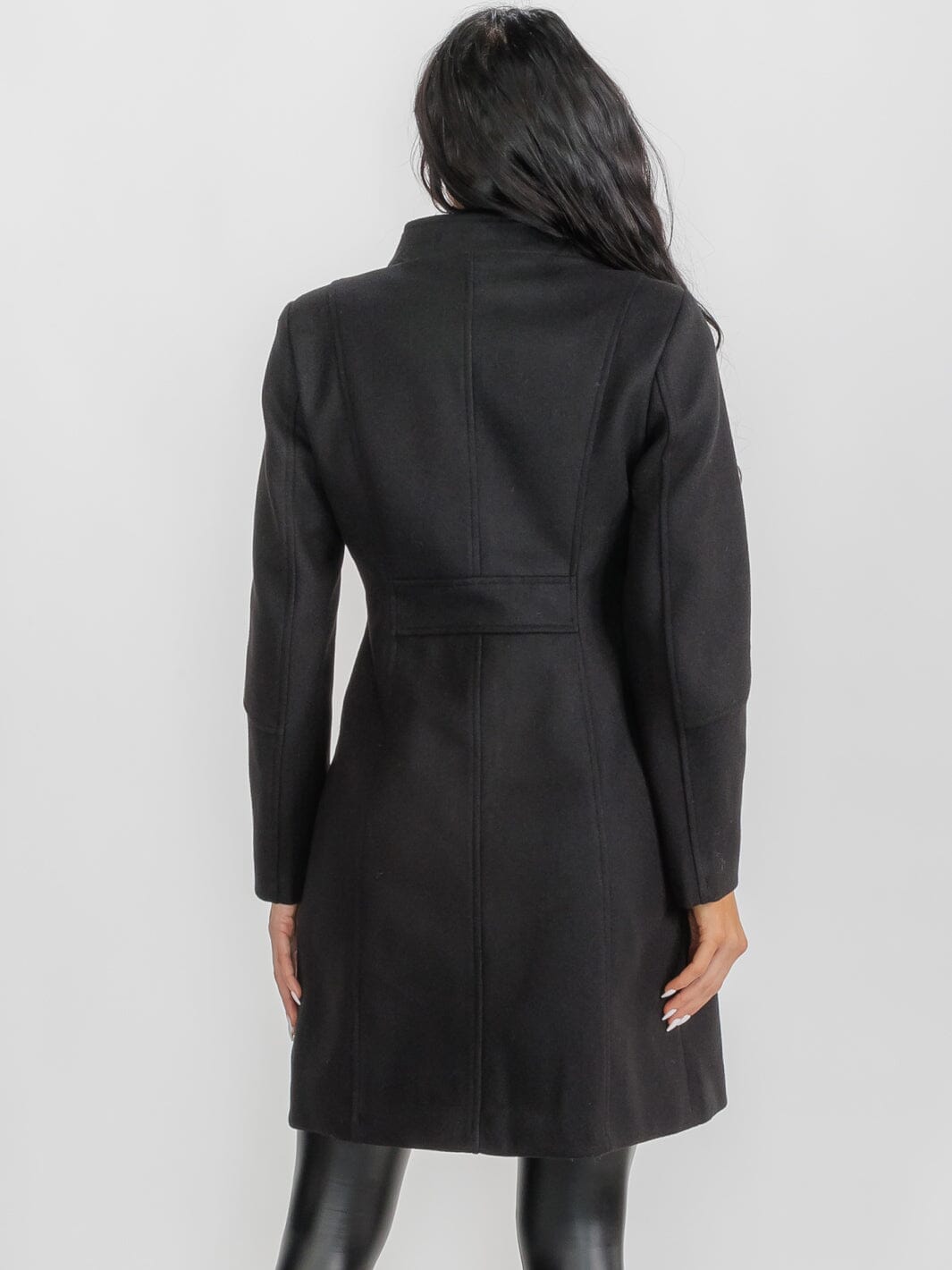WOMEN'S LONG SLEEVE BUTTON CLOSURE FRONT POCKETS COAT