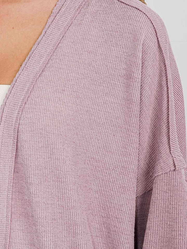 WOMEN'S LONG SLEEVE OPEN FRONT POCKETS CARDIGAN