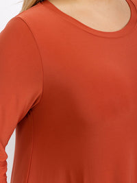 PLUS SIZE 3/4 SLEEVE FRONT POCKETS HIGH-LOW MAXI DRESS