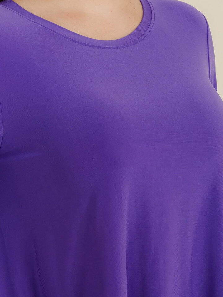 PLUS SIZE 3/4 SLEEVES RUFFLE BOTTOM HEM TUNIC HIGH-LOW TOP