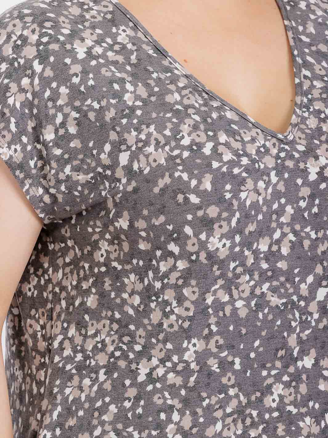 PLUS SIZE SHORT SLEEVE V-NECK ANIMAL PRINT FRONT POCKETS TUNIC MINI DRESS