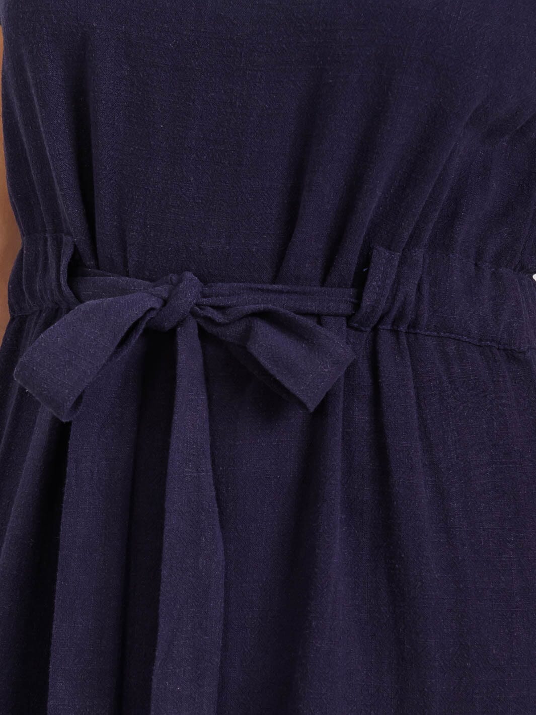 WOMEN'S SHORT SLEEVE BELTED TIERED LINEN MINI DRESS