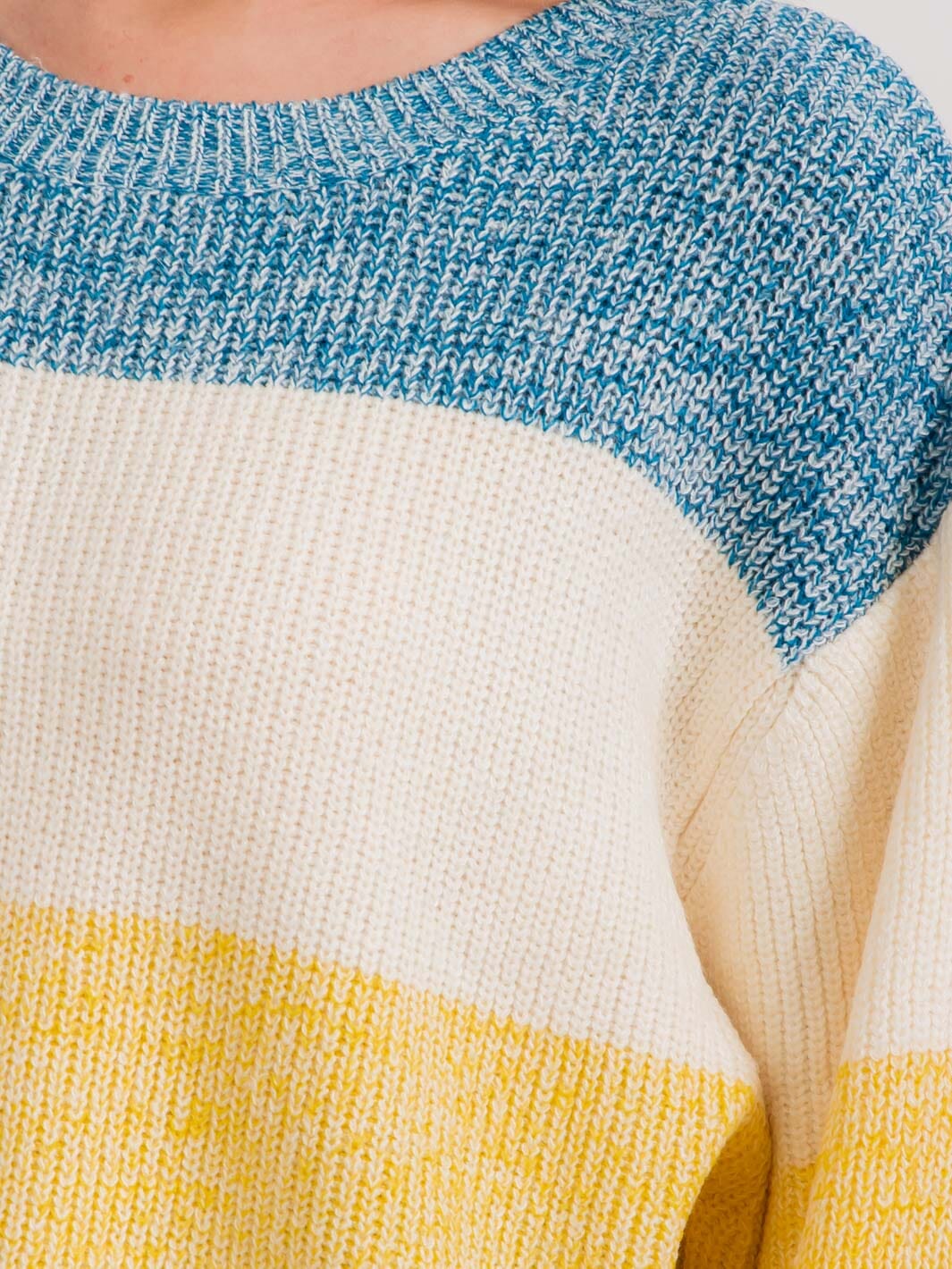 WOMEN'S LONG SLEEVE STRIPES COLORBLOCK PULLOVER SWEATER