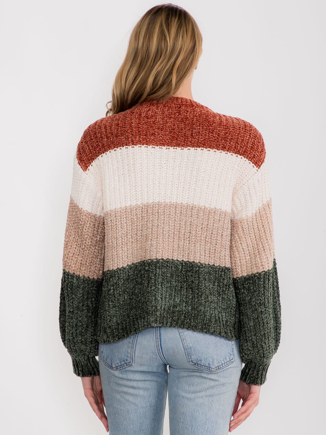 WOMEN'S LONG SLEEVE STRIPES COLORBLOCK PULLOVER SWEATER