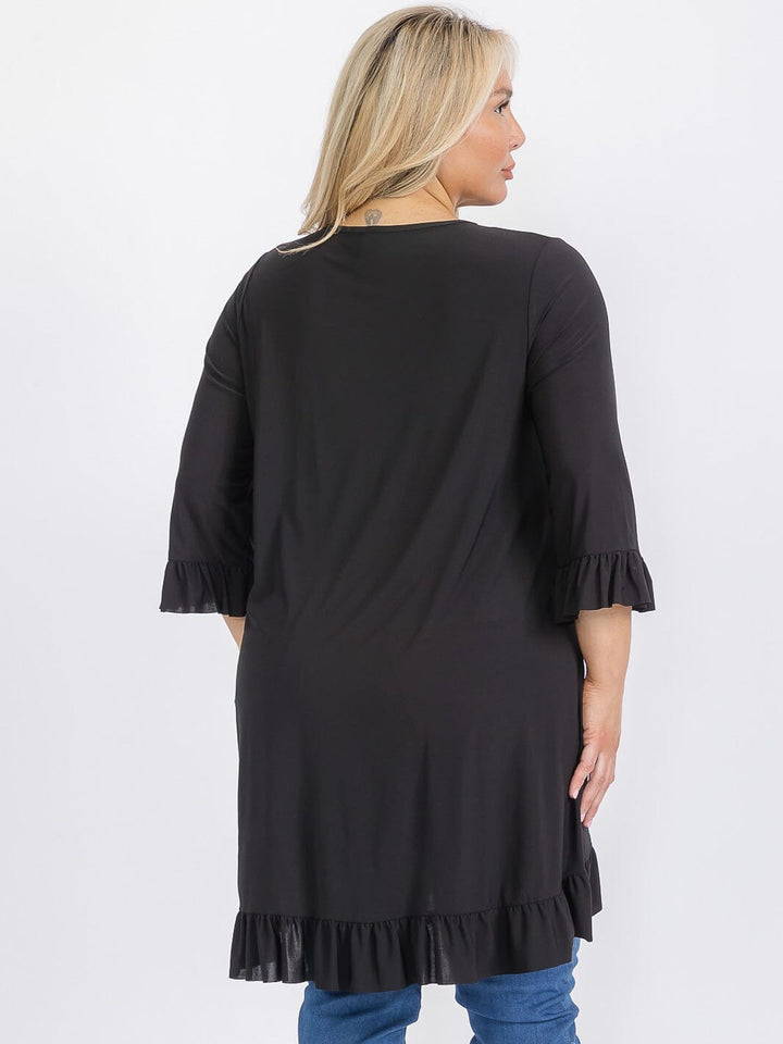 PLUS SIZE 3/4 SLEEVE HIGH-LOW TUNIC BLOUSE