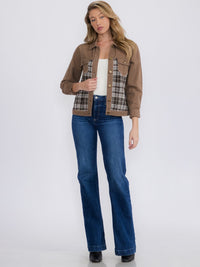 WOMEN'S LONG SLEEVE BUTTON UP FRONT POCKETS DENIM JACKET