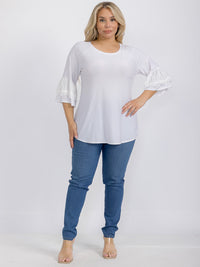 PLUS SIZE SHORT RUFFLE SLEEVE TUNIC BLOUSE