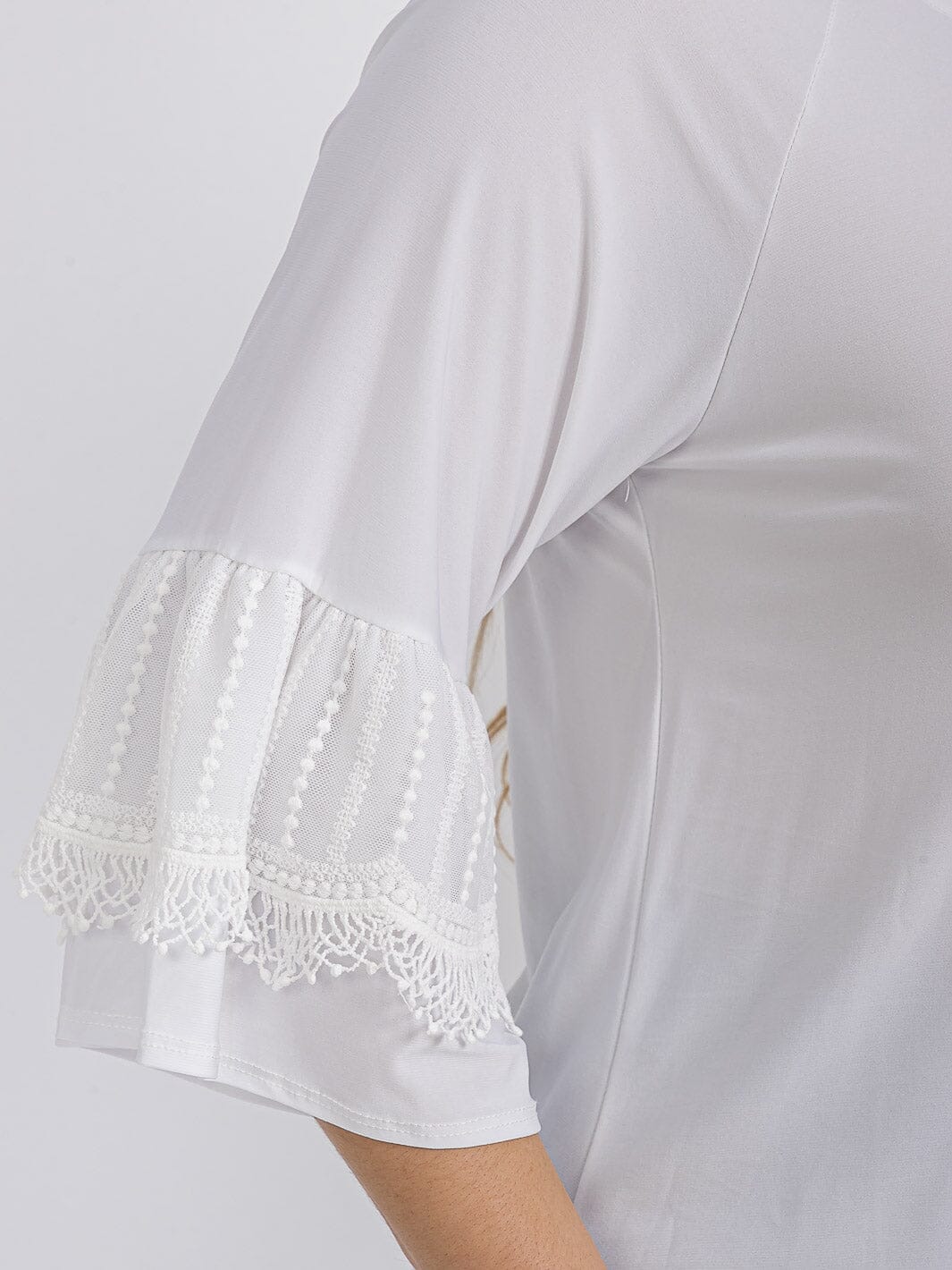 PLUS SIZE SHORT RUFFLE SLEEVE TUNIC BLOUSE