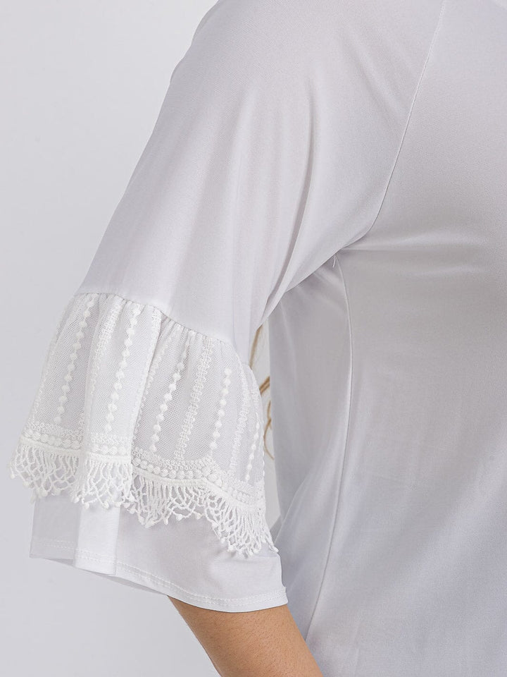 PLUS SIZE SHORT RUFFLE SLEEVE TUNIC BLOUSE