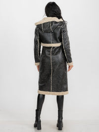 WOMEN'S LONG SLEEVE SHERPA LINING CONVERTIBLE ZIP OFF TWO IN ONE AVIATOR COAT