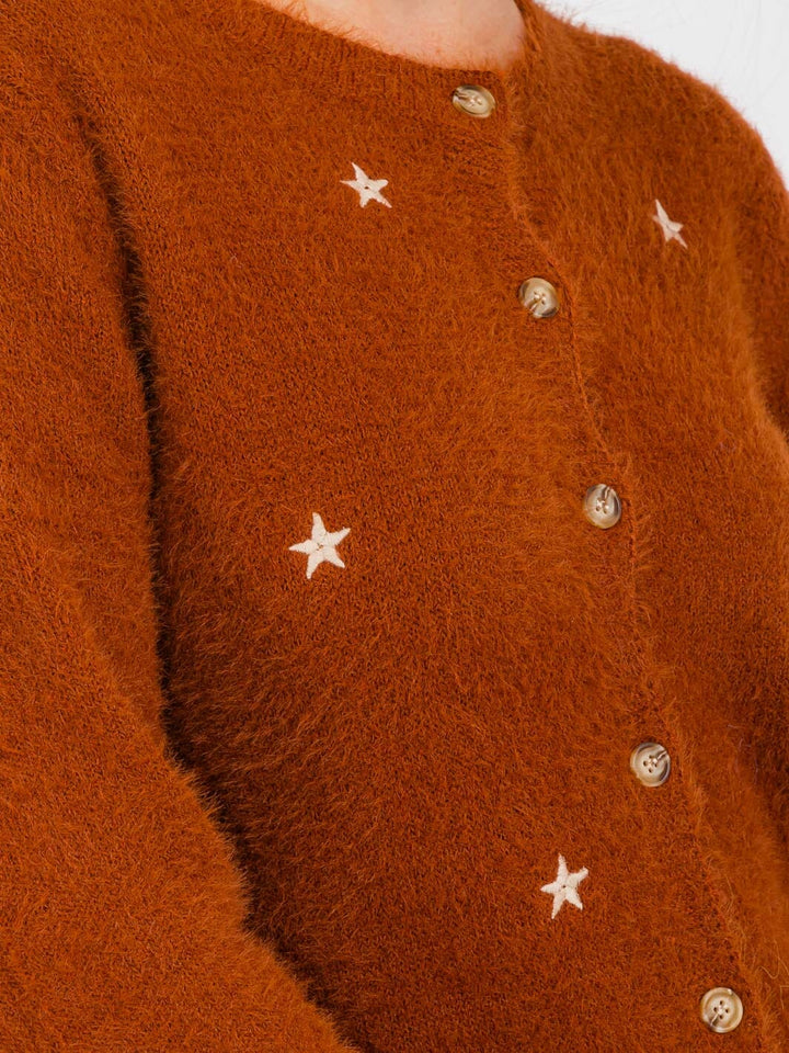 WOMEN'S LONG SLEEVE BUTTON UP STARS PRINT CARDIGAN SWEATER