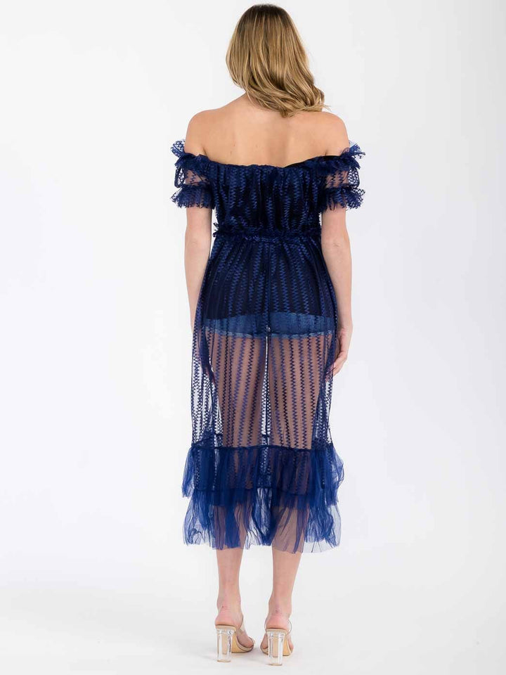 WOMEN'S OFF SHOULDER RUFFLE DETAILED TOP