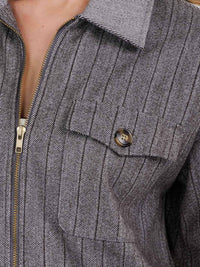 WOMEN'S LONG SLEEVE ZIPPER CLOSURE FRONT POCKETS JACKET