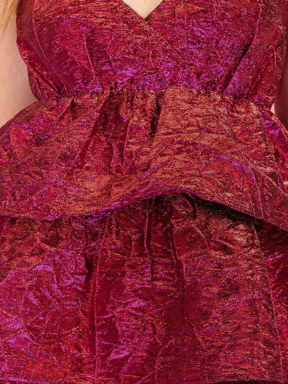 WOMEN'S SLEEVELESS V-NECK TIERED FIT & FLARE SHIMMER MINI DRESS