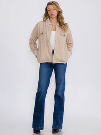 WOMEN'S LONG SLEEVE ZIPPER CLOSURE FRONT POCKETS JACKET