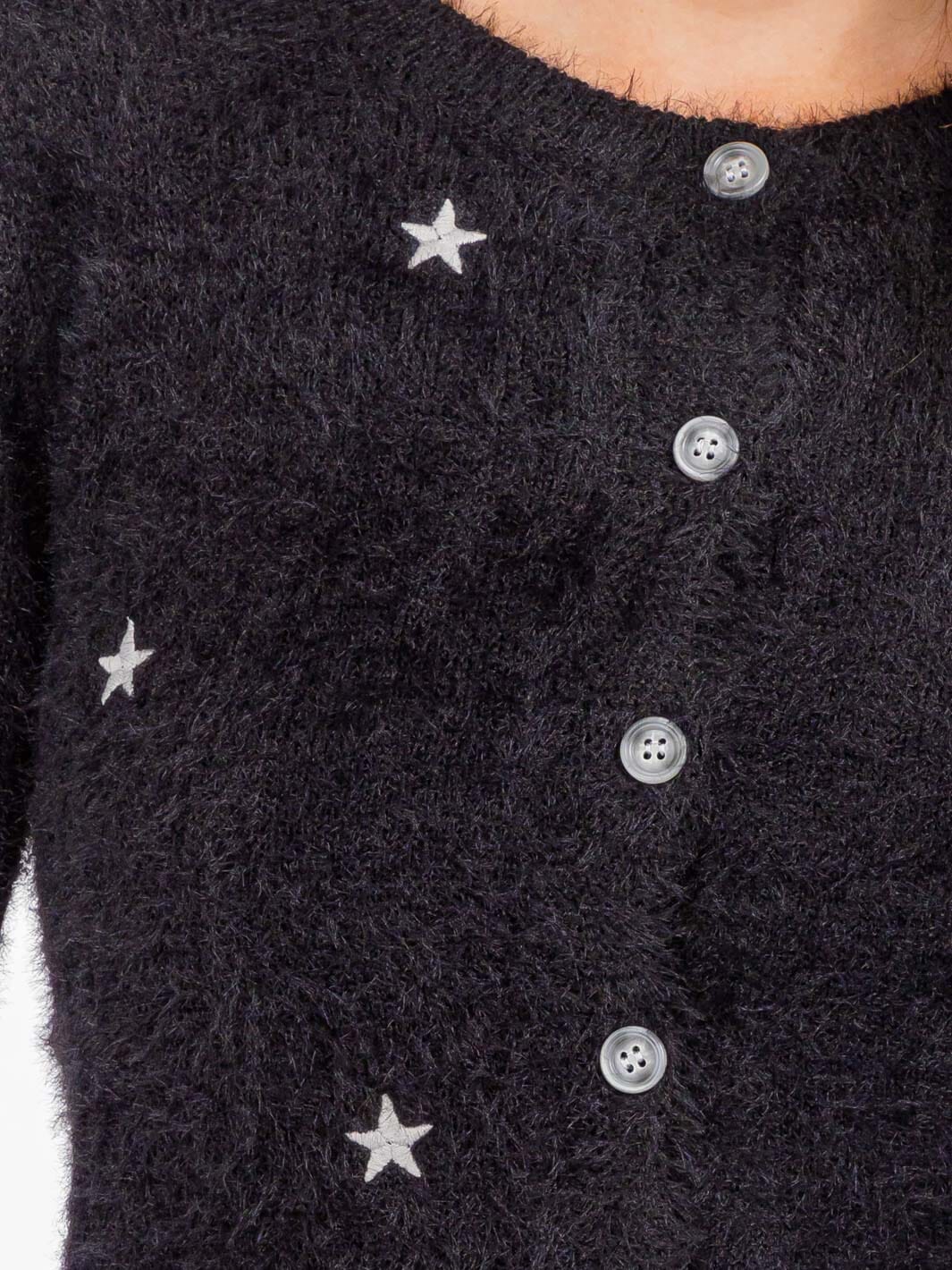 WOMEN'S LONG SLEEVE BUTTON UP STARS PRINT CARDIGAN SWEATER
