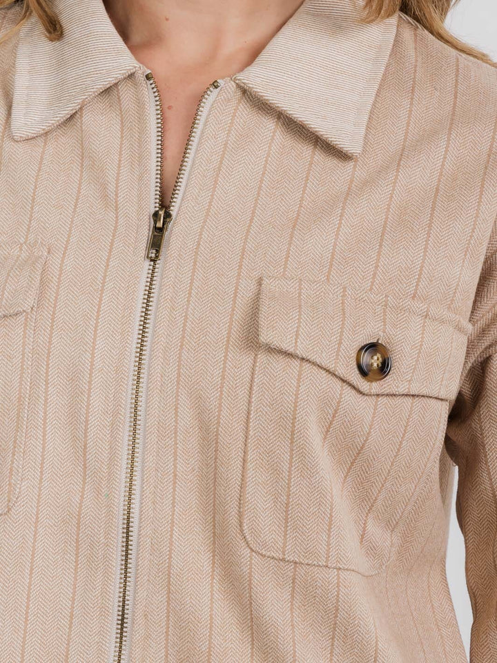 WOMEN'S LONG SLEEVE ZIPPER CLOSURE FRONT POCKETS JACKET