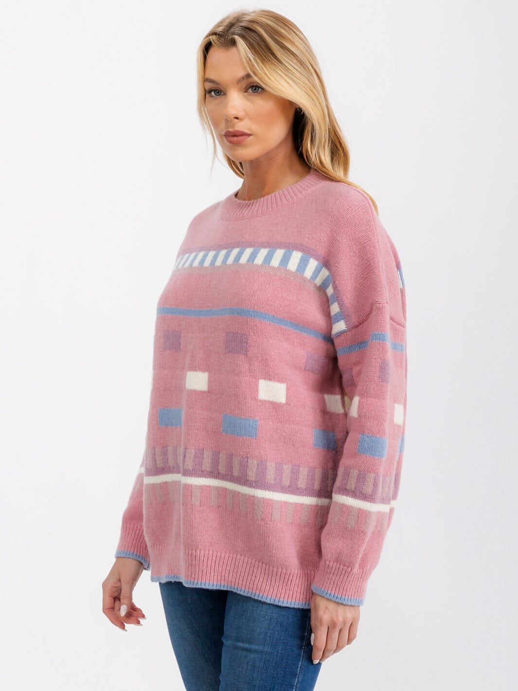 WOMENS LONG SLEEVE PULLOVER GRAPHIC SWEATER