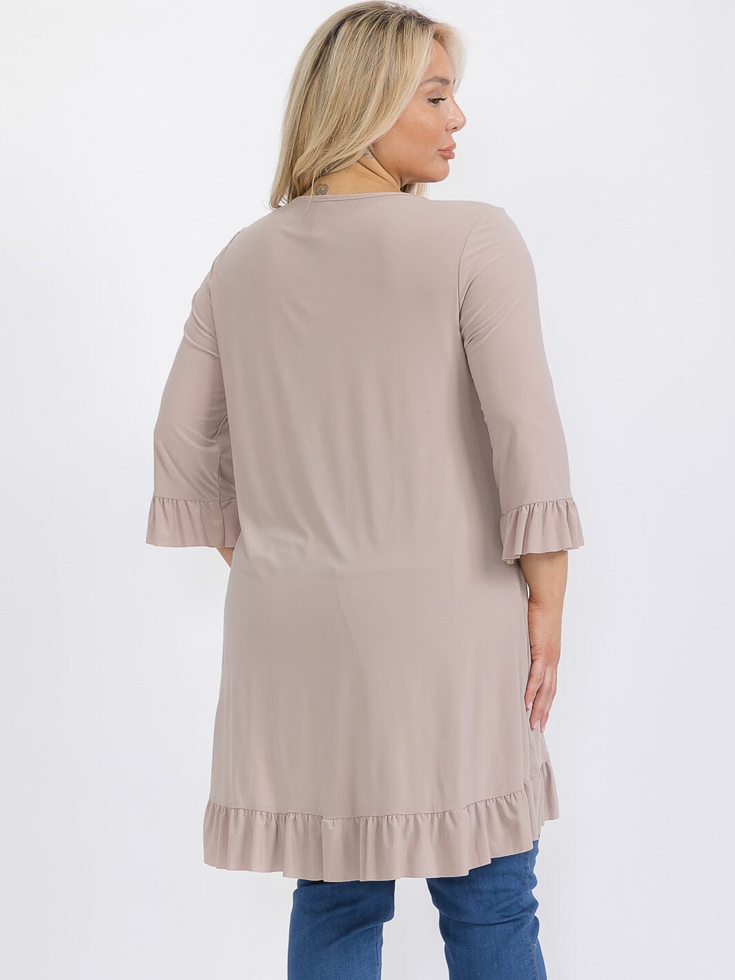 PLUS SIZE 3/4 SLEEVE HIGH-LOW TUNIC BLOUSE