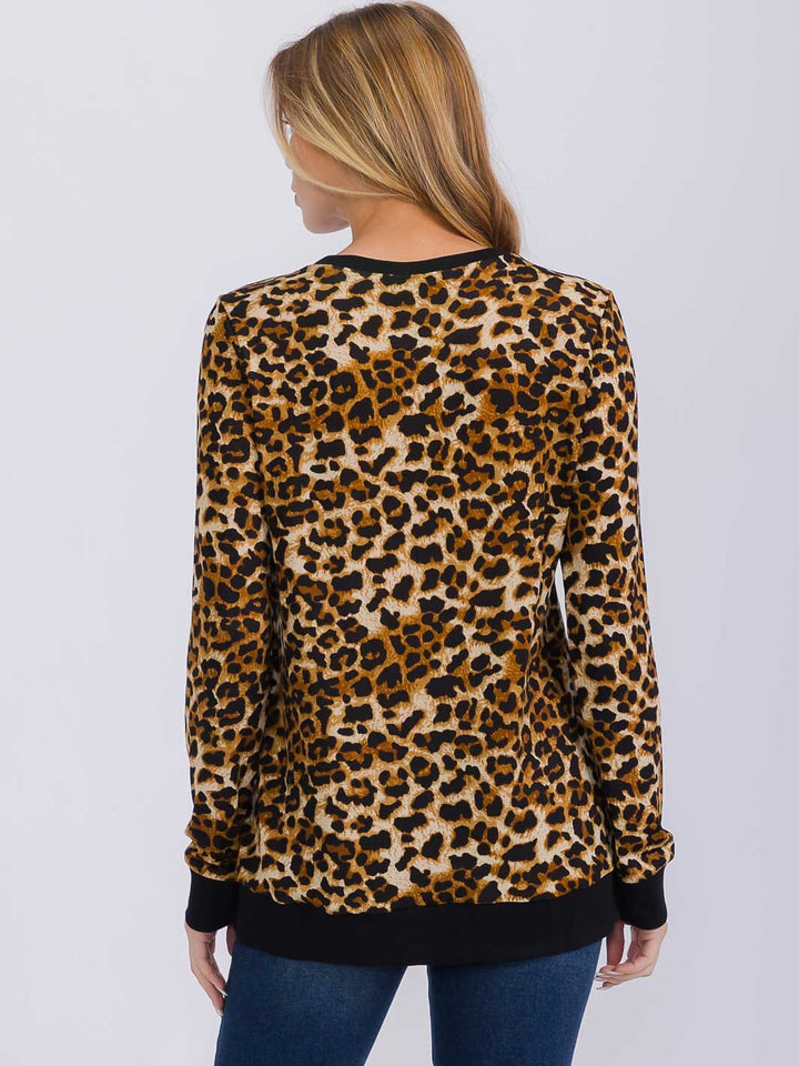 WOMEN'S LONG SLEEVE ANIMAL PRINT TOP