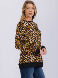 WOMEN'S LONG SLEEVE ANIMAL PRINT TOP