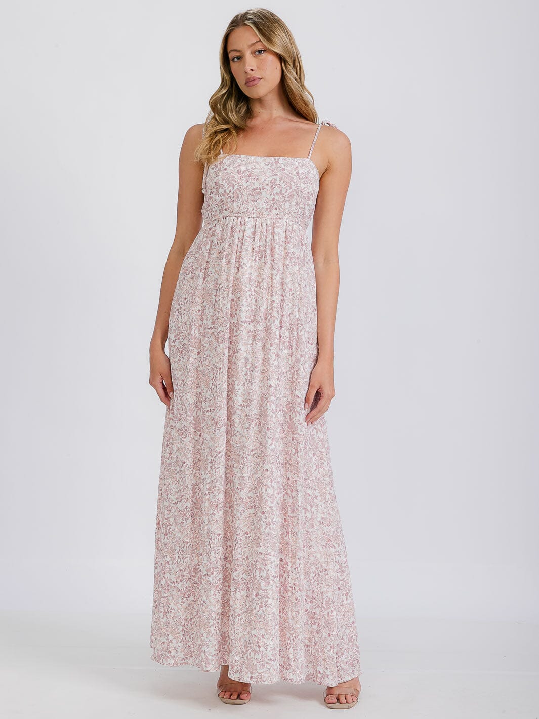 WOMEN'S SLEEVELESS SPAGHETTI STRAP FLORAL MAXI DRESS