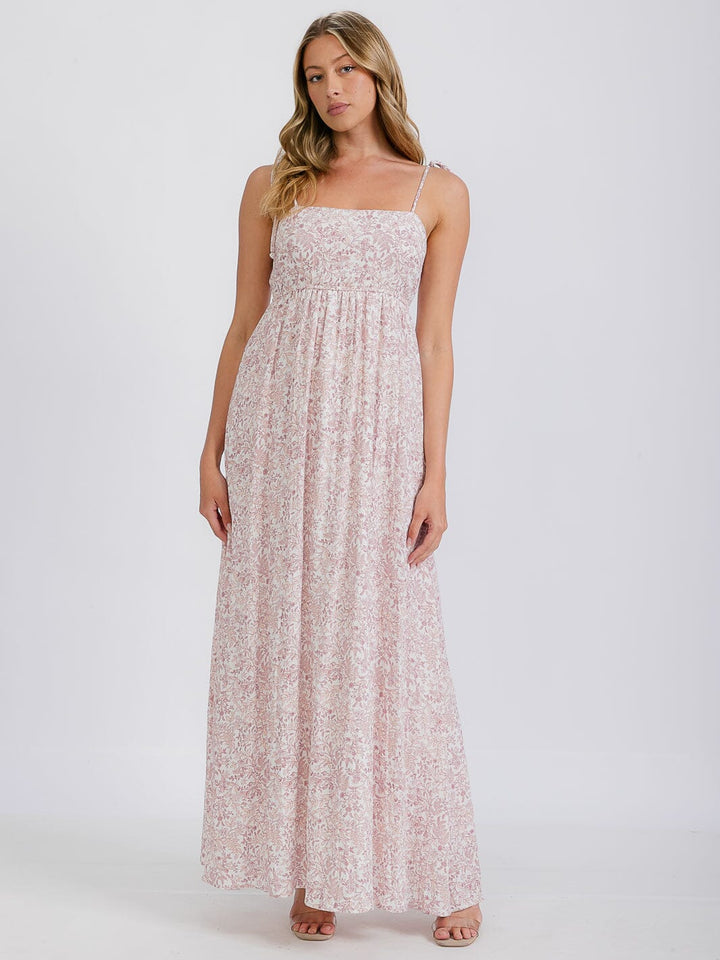 WOMEN'S SLEEVELESS SPAGHETTI STRAP FLORAL MAXI DRESS