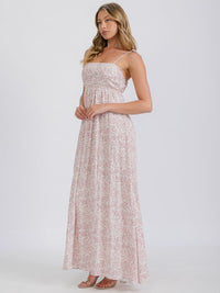 WOMEN'S SLEEVELESS SPAGHETTI STRAP FLORAL MAXI DRESS