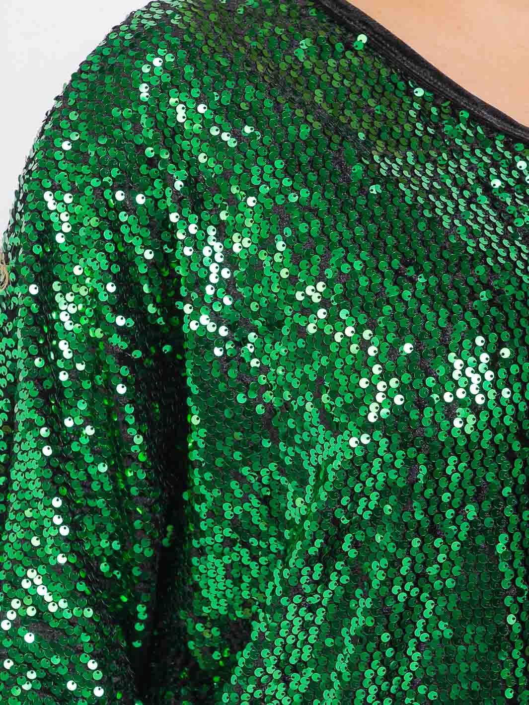 PLUS SIZE SHORT SLEEVE V-NECK SEQUINS TUNIC BLOUSE