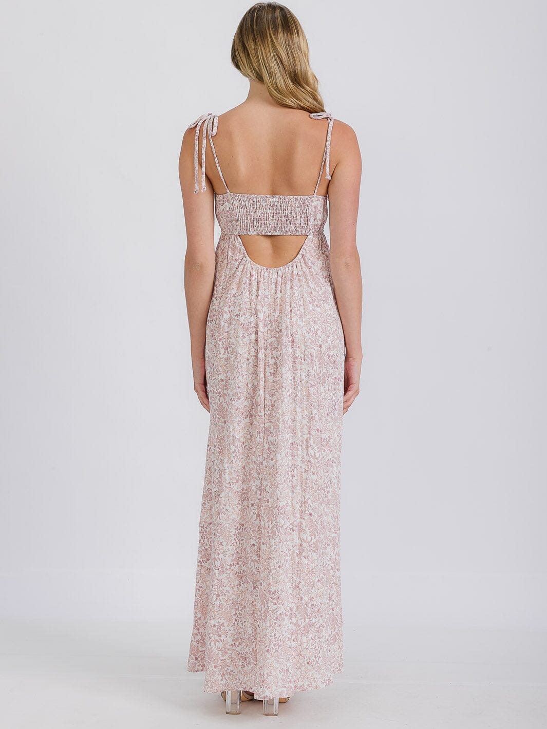 WOMEN'S SLEEVELESS SPAGHETTI STRAP FLORAL MAXI DRESS