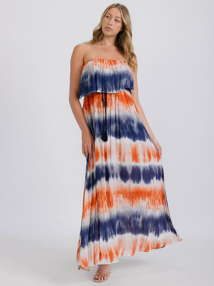 WOMEN'S STRAPLESS BURNOUT MAXI DRESS