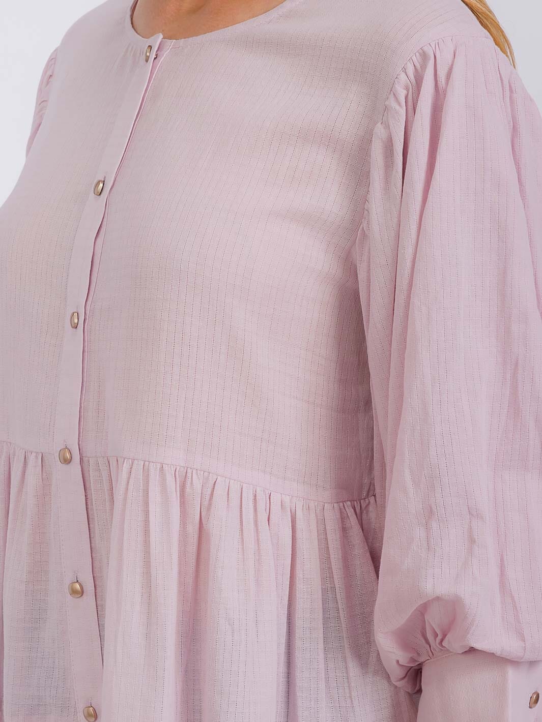 WOMEN'S 3/4 SLEEVE BUTTON UP TIERED TUNIC BLOUSE