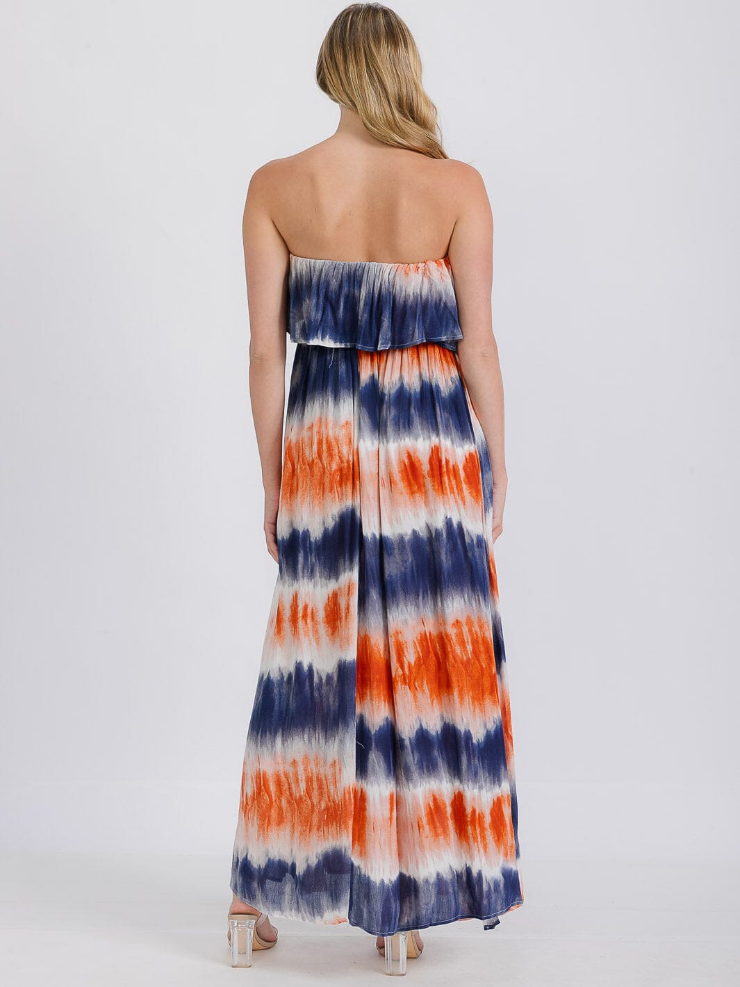 WOMEN'S STRAPLESS BURNOUT MAXI DRESS