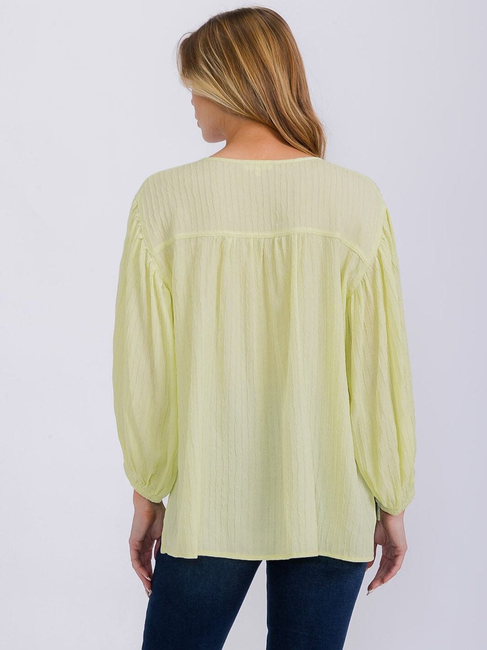 WOMEN'S LONG SLEEVE V-NECK HIGH-LOW TUNIC BLOUSE