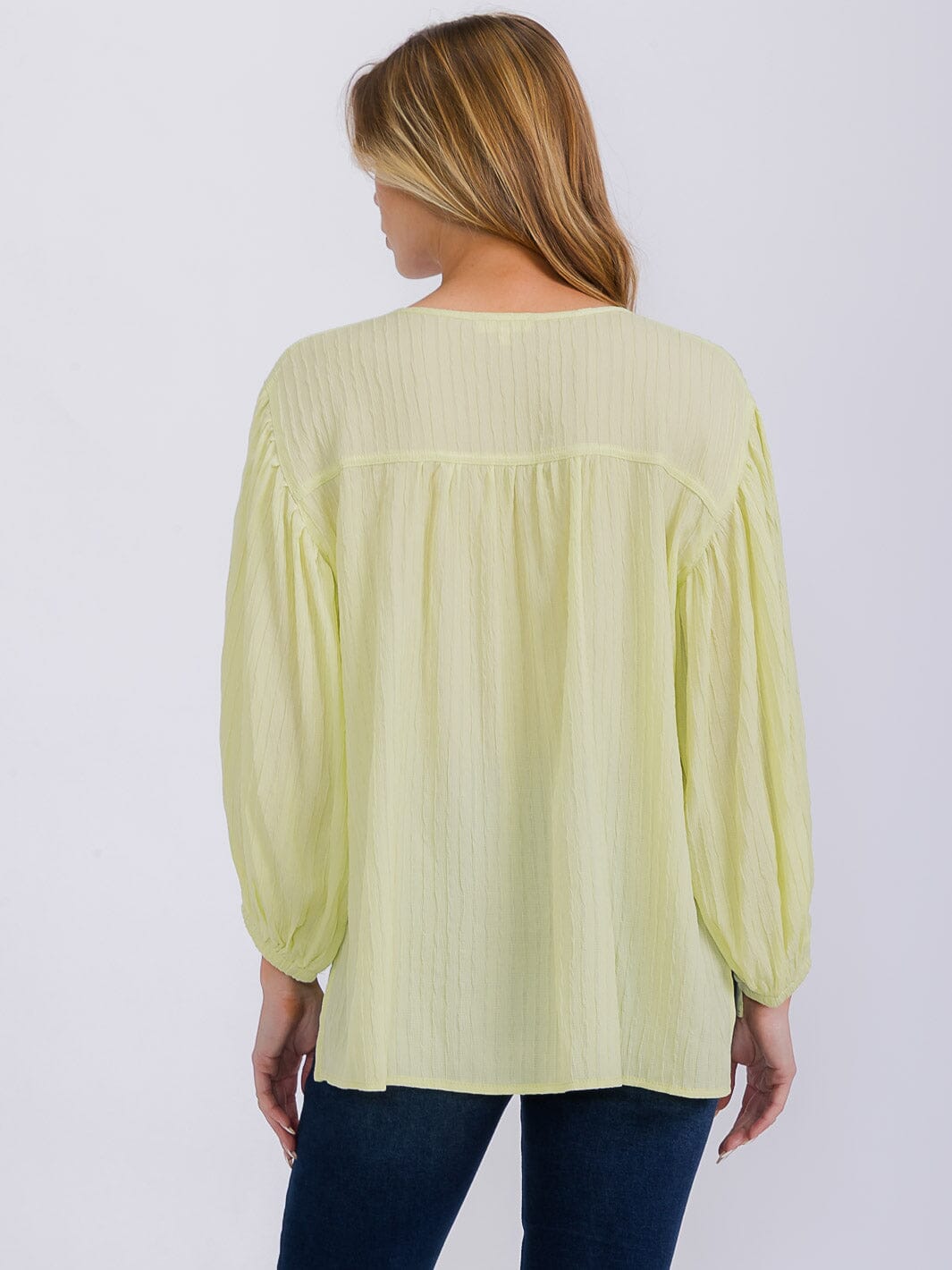 WOMEN'S LONG SLEEVE V-NECK HIGH-LOW TUNIC BLOUSE