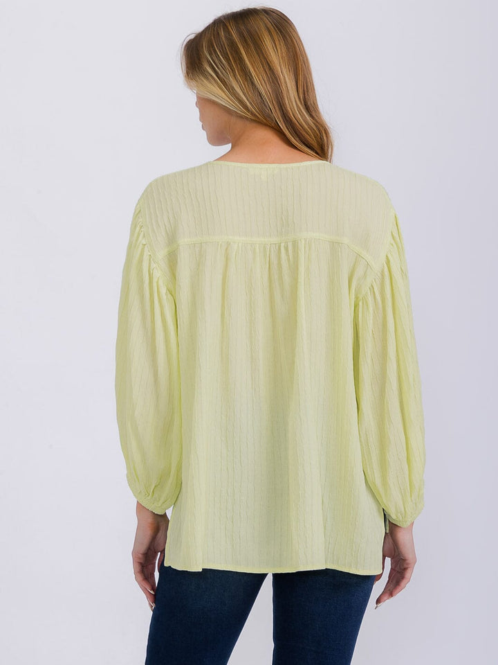 WOMEN'S LONG SLEEVE V-NECK HIGH-LOW TUNIC BLOUSE