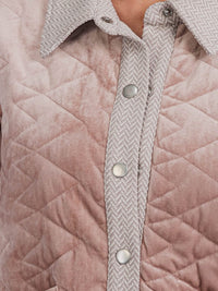 WOMEN'S LONG SLEEVE BUTTON CLOSURE FRONT POCKETS PADDED JACKET