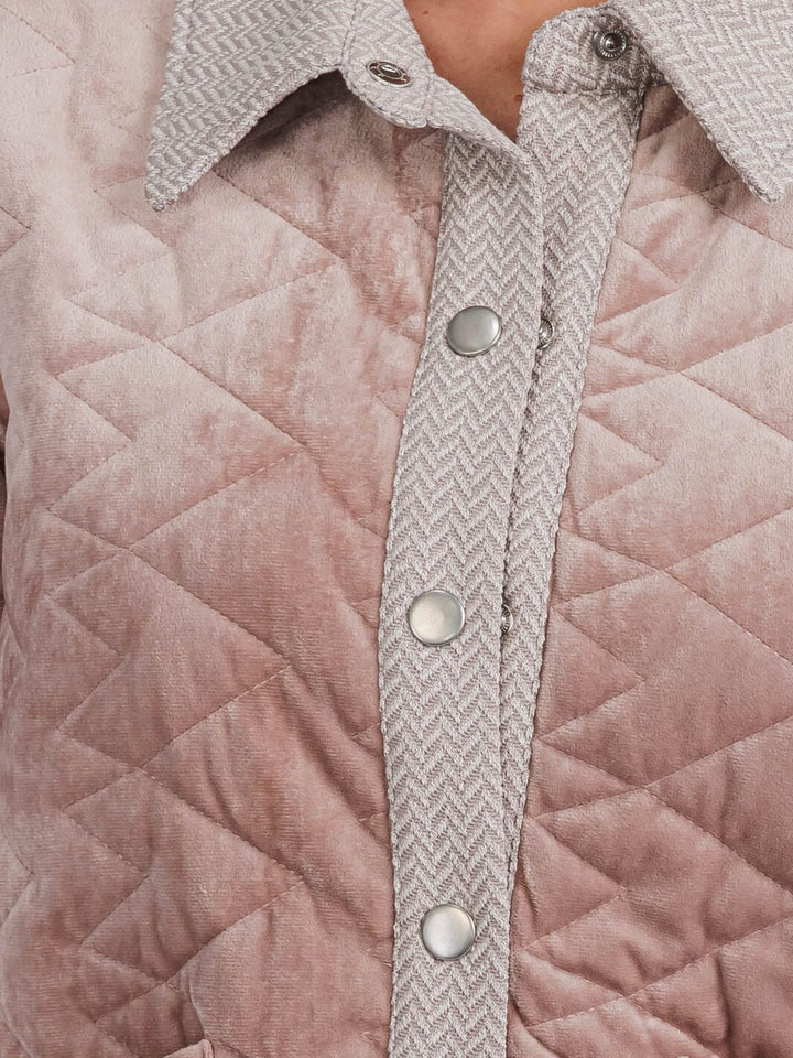 WOMEN'S LONG SLEEVE BUTTON CLOSURE FRONT POCKETS PADDED JACKET