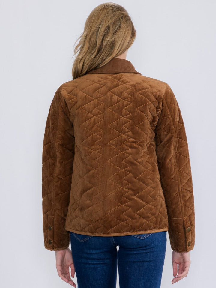 WOMEN'S LONG SLEEVE BUTTON CLOSURE FRONT POCKETS PADDED JACKET