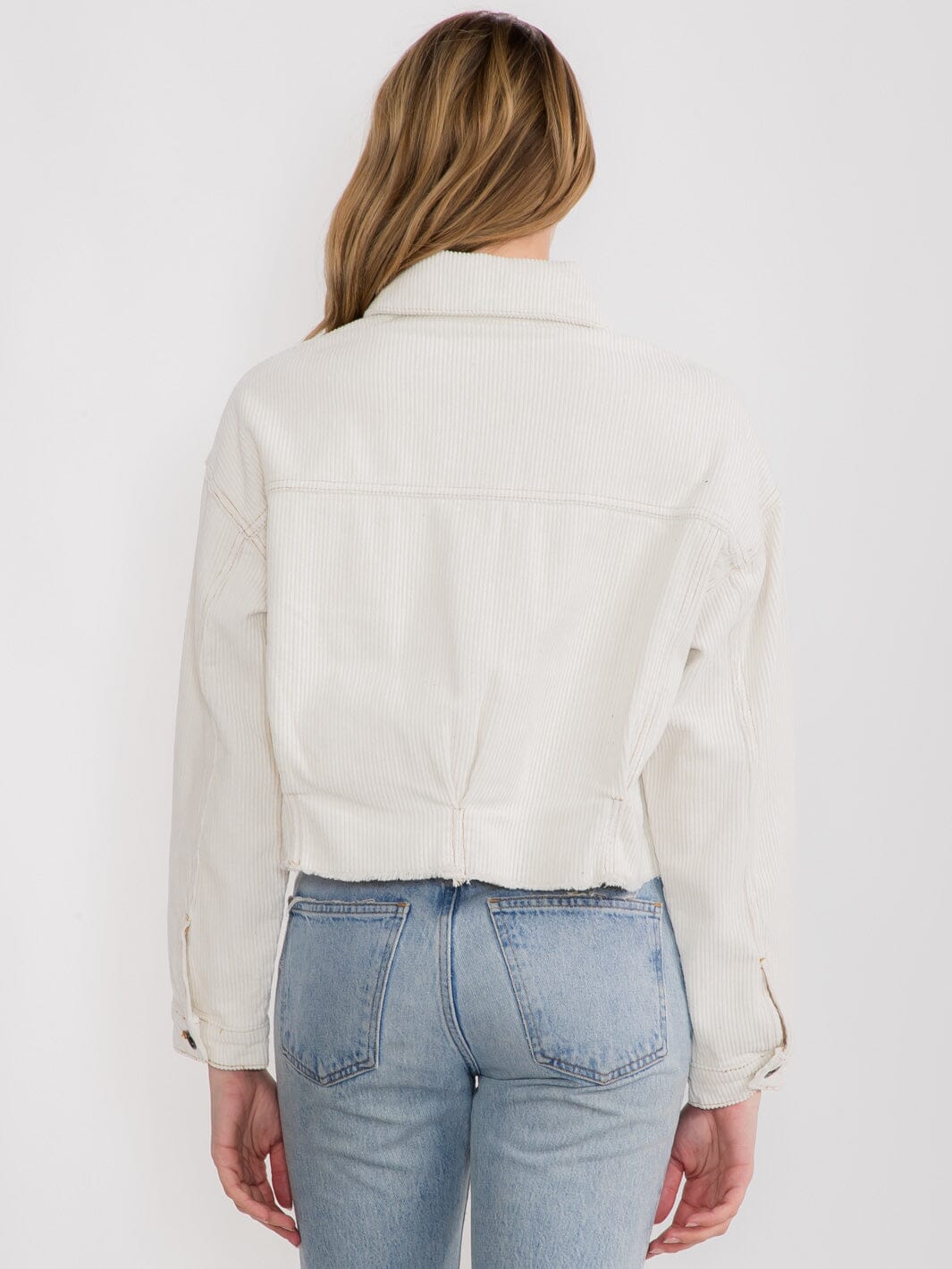 WOMEN'S LONG SLEEVE BUTTON UP FRONT POCKETS CORDUROY JACKET