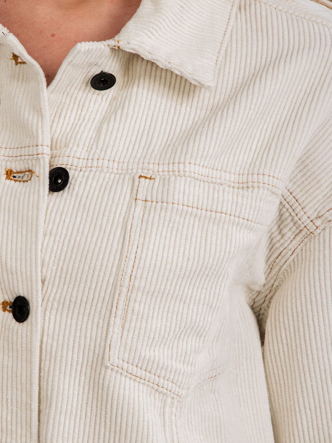 WOMEN'S LONG SLEEVE BUTTON UP FRONT POCKETS CORDUROY JACKET